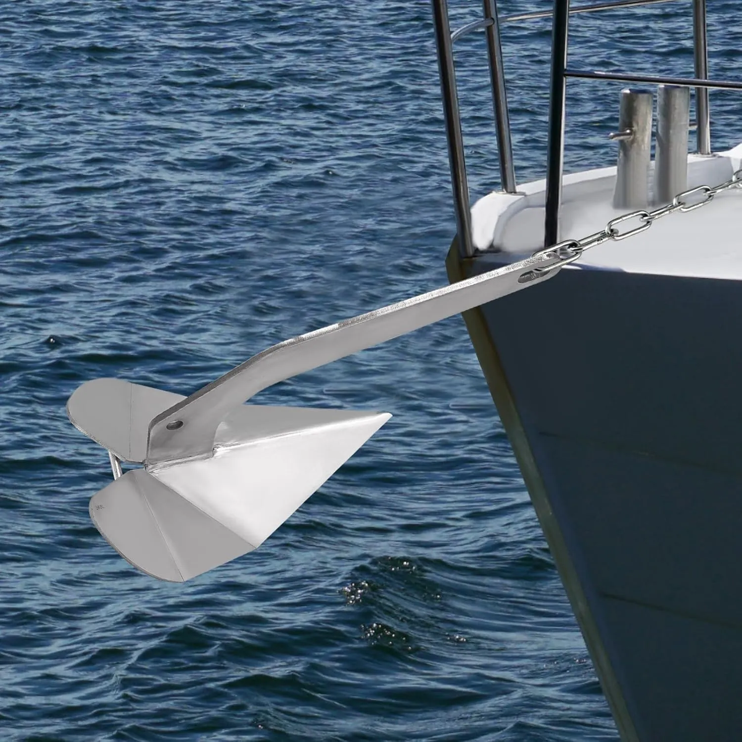 Small Yacht Boat Anchor, 10/14/17/18/22/32/33/43 lbs Triangular Shape Marine Stainless Steel 316 Wing Style Anchor for Boats, Boat Anchor, Small Yachts Silver