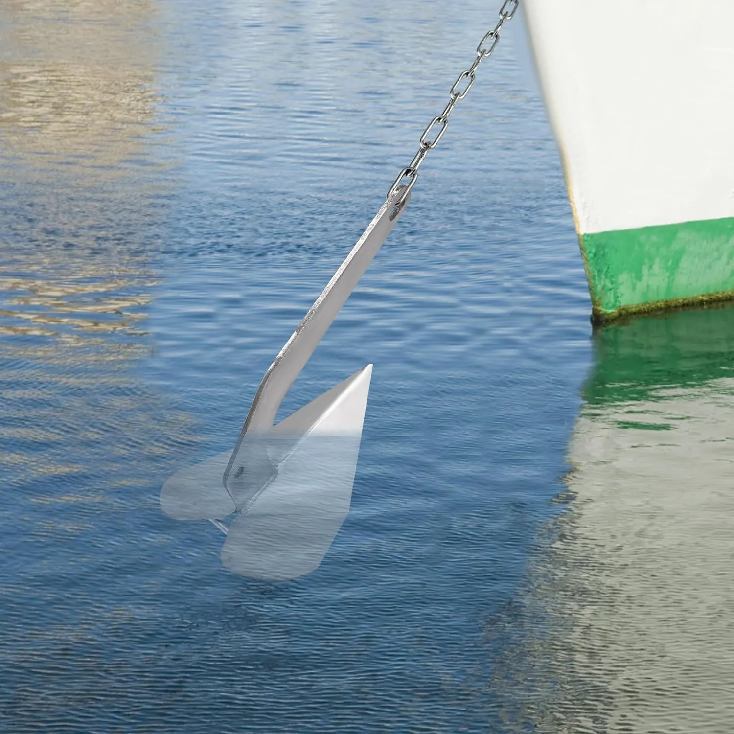 Small Yacht Boat Anchor, 10/14/17/18/22/32/33/43 lbs Triangular Shape Marine Stainless Steel 316 Wing Style Anchor for Boats, Boat Anchor, Small Yachts Silver