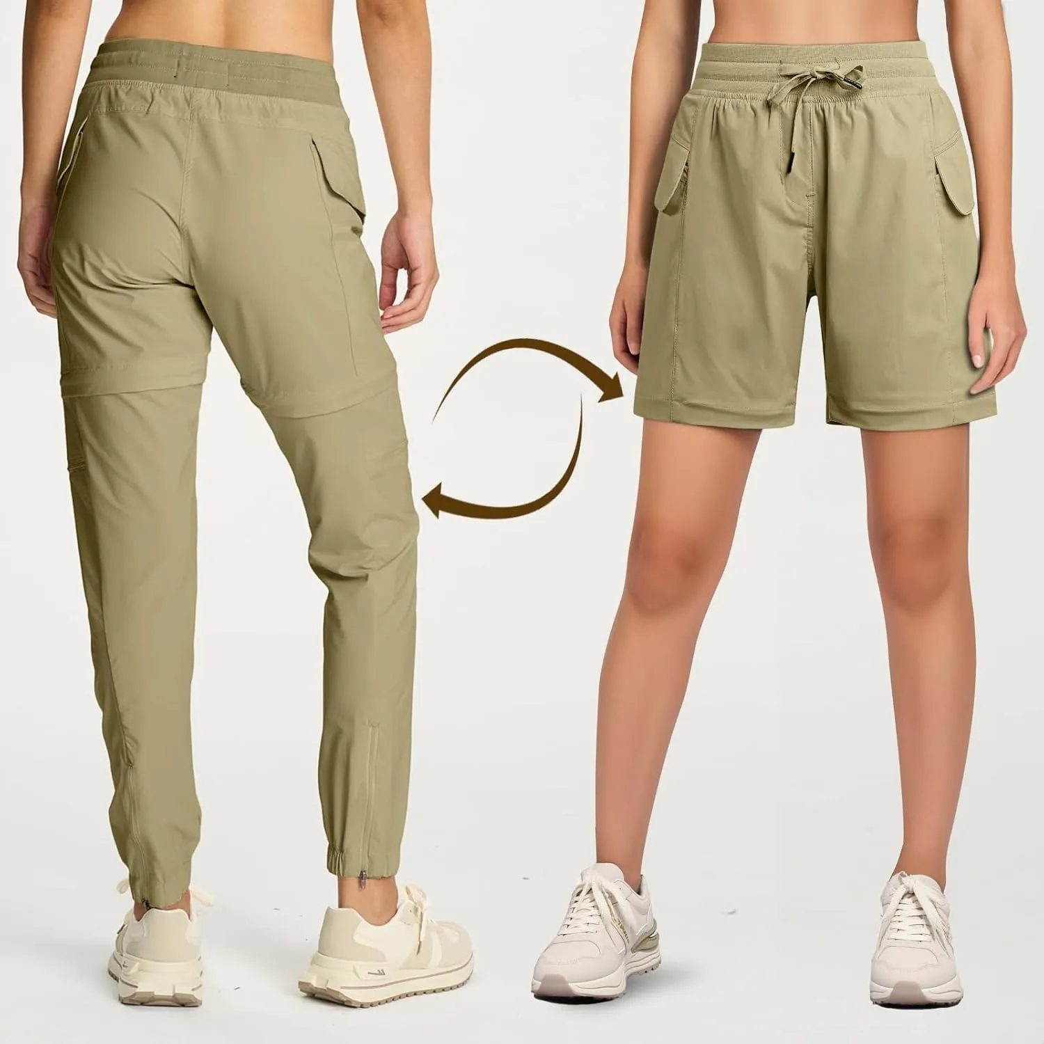 smawell Women's Hiking Pants Convertible Lightweight Zip-Off Outdoor Pants Quick Dry Joggers with Pocket