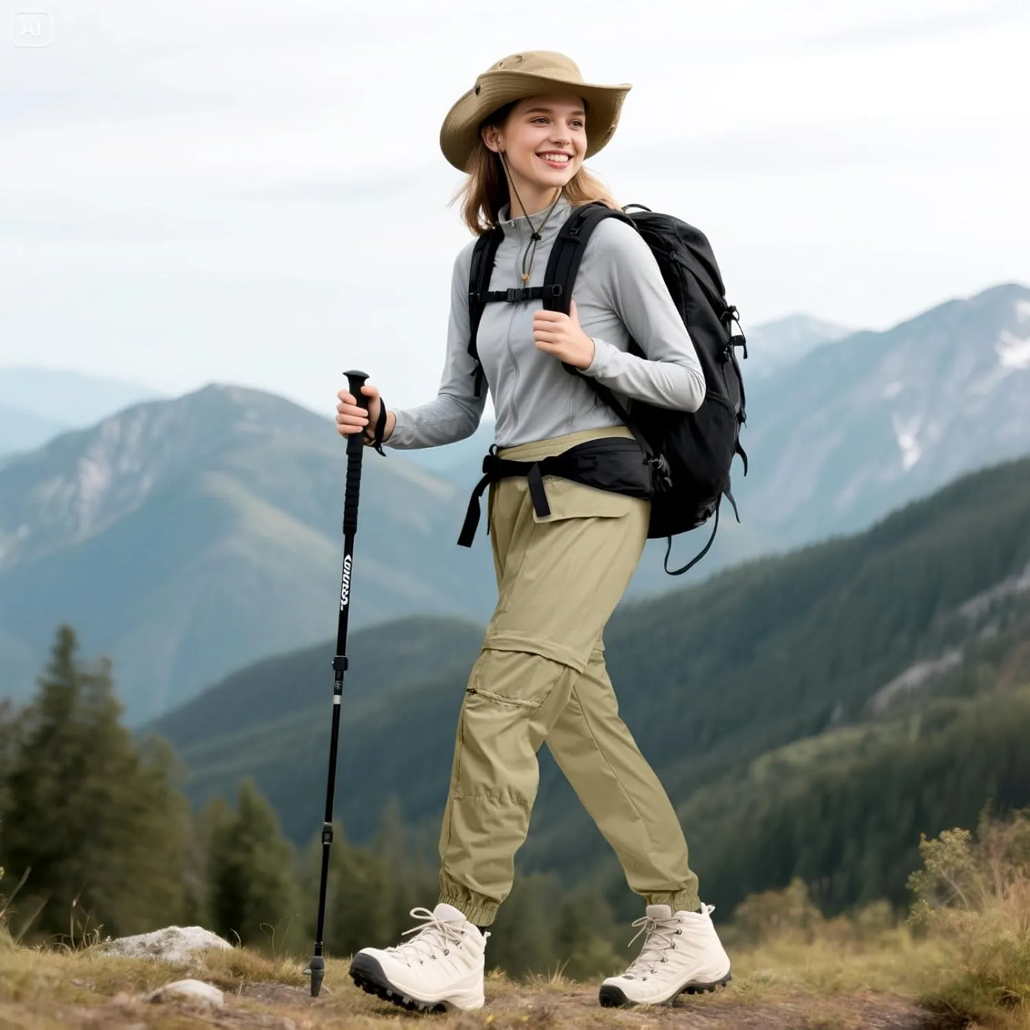 smawell Women's Hiking Pants Convertible Lightweight Zip-Off Outdoor Pants Quick Dry Joggers with Pocket
