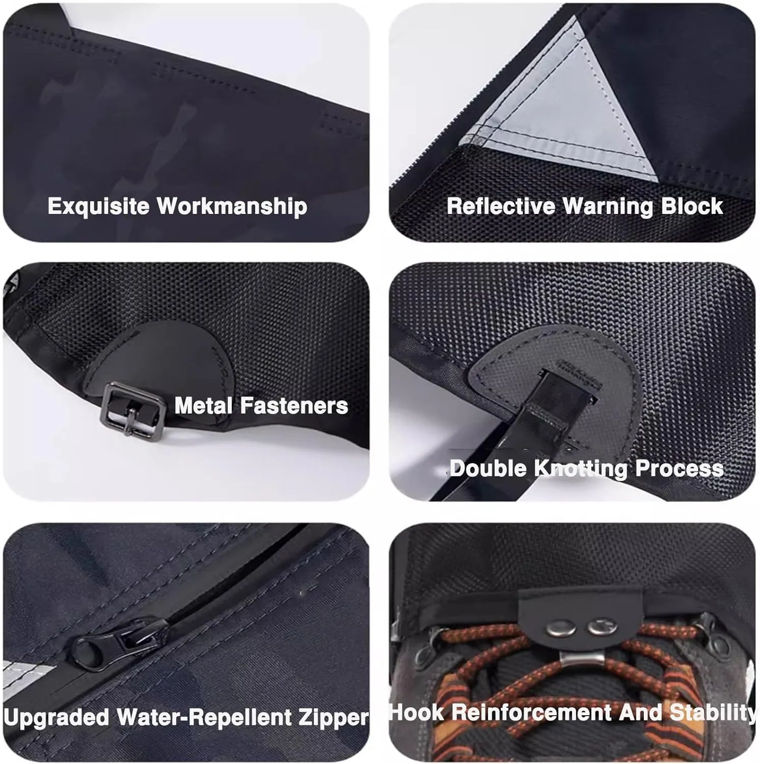 Snow Boots Hiking Leggings Adjustable Breathable Gaiters Snow Gaiters Ski Leggings,Zipper Design TPU Buckle Strap,Suitable for Snowshoeing Hiking Mountaineering