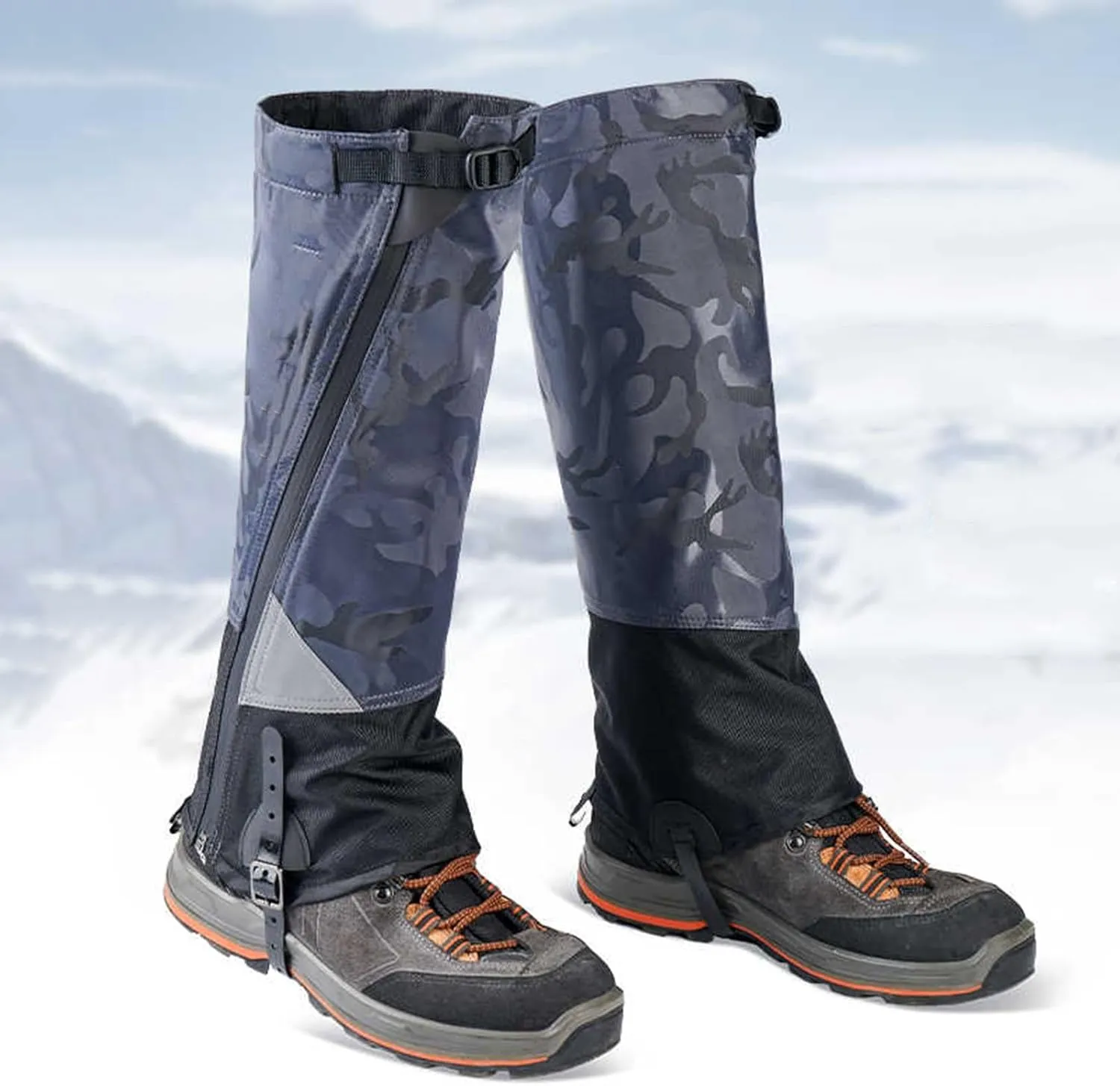 Snow Boots Hiking Leggings Adjustable Breathable Gaiters Snow Gaiters Ski Leggings,Zipper Design TPU Buckle Strap,Suitable for Snowshoeing Hiking Mountaineering