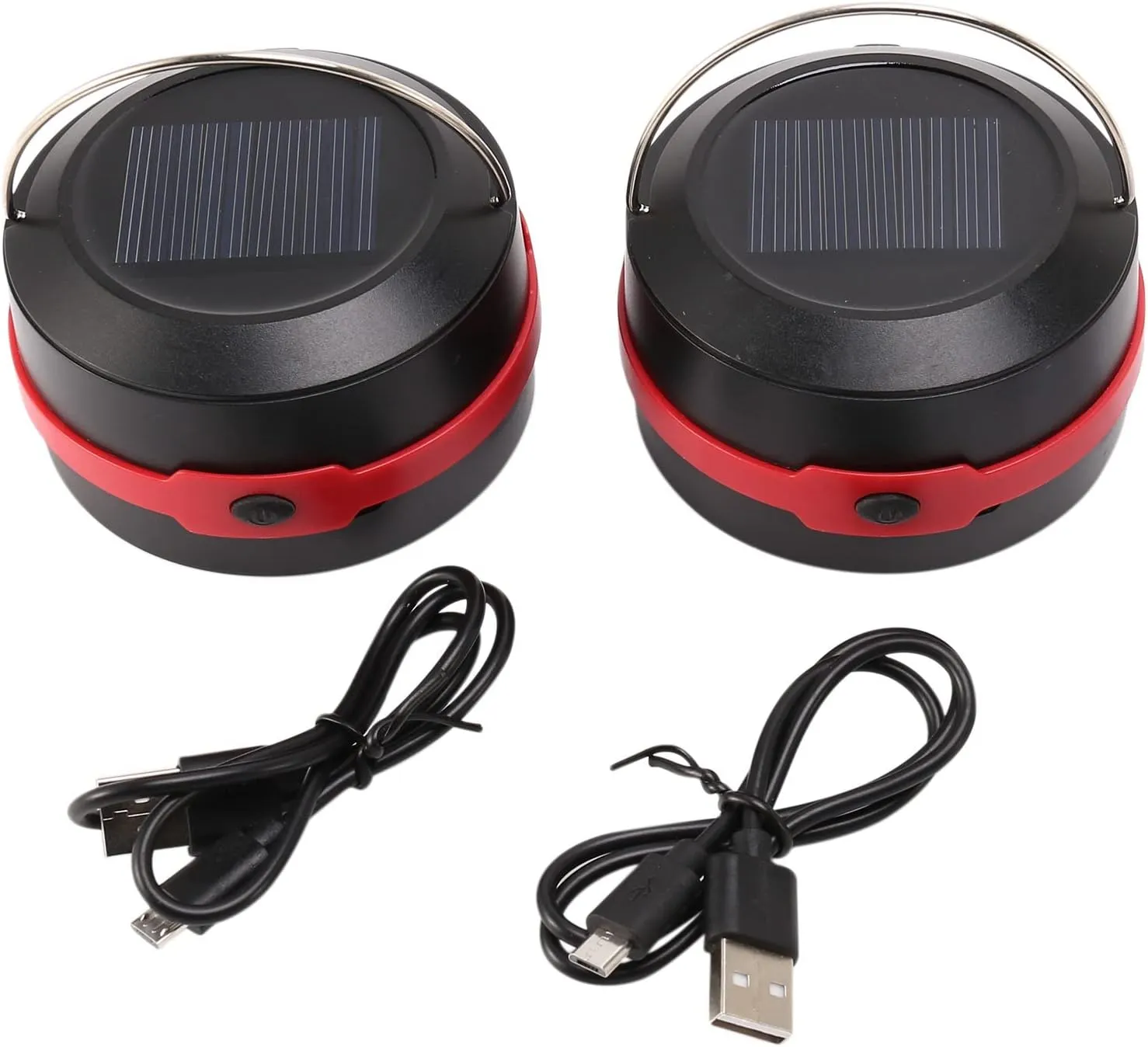 Solar Powered LED Camping Lantern USB Collapsible Solar Portable Chargeable for Hiking Camping Tent Hunting Red