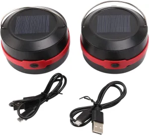 Solar Powered LED Camping Lantern USB Collapsible Solar Portable Chargeable for Hiking Camping Tent Hunting Red
