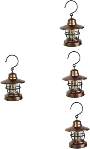 Sosoport 4pcs Solar-Powered Outdoor Hanging Lantern Light Camping Lamp for Tent Garden Camping Hiking Hunting