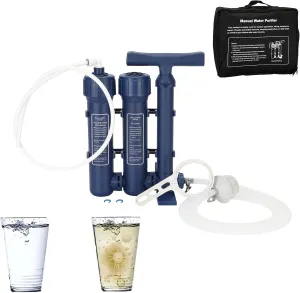 Source Manufacturer Large Water Filtration System Survival - Hand Pump Water Filter, High Volume Water Purifier Camping, Outdoor Portable Group Military Grade
