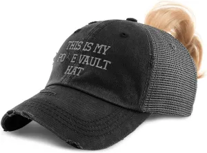 Speedy Pros Womens Ponytail Cap This is My Pole Vault Hat Embroidery Distressed Trucker Hats