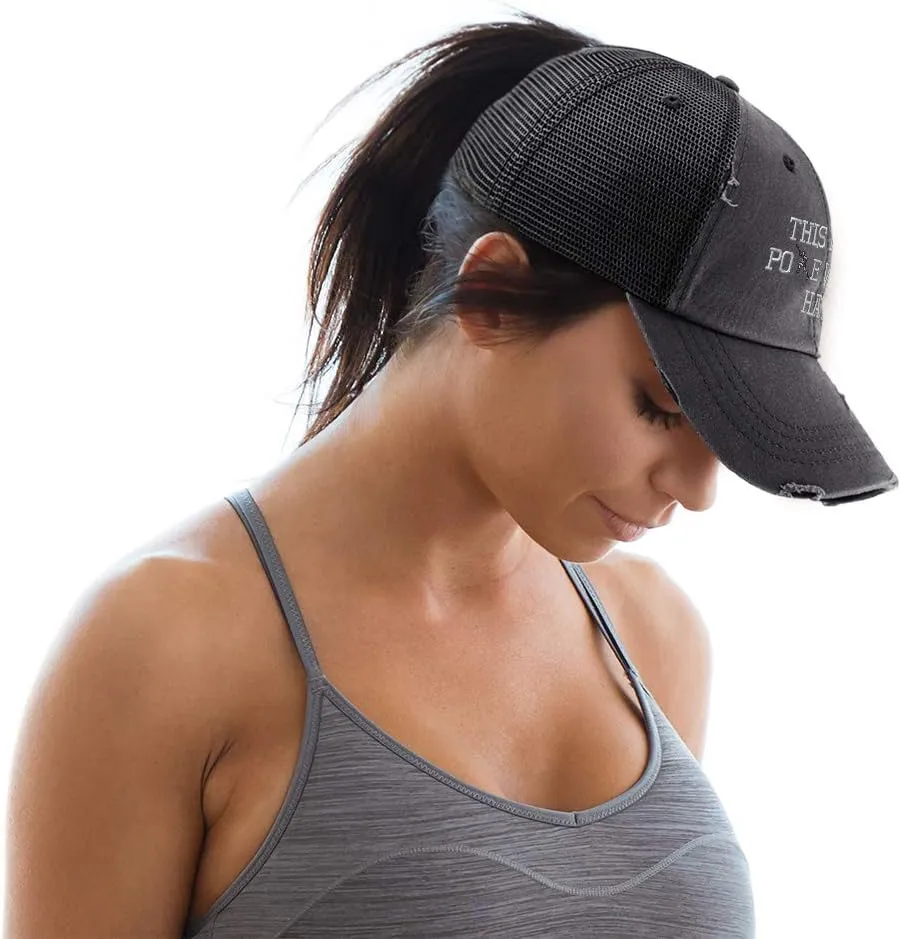 Speedy Pros Womens Ponytail Cap This is My Pole Vault Hat Embroidery Distressed Trucker Hats