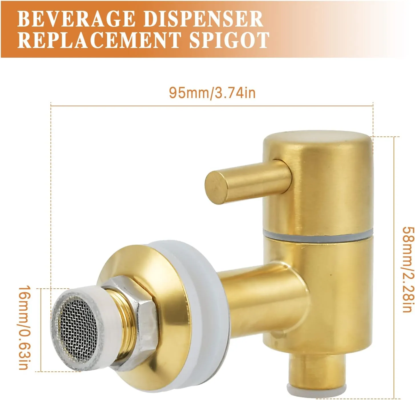 Spigot for Beverage Dispenser, Stainless Steel Lever Pour Spout Water Dispenser Replacement Faucet for Berkey and Other Gravity Filter Systems,Gold