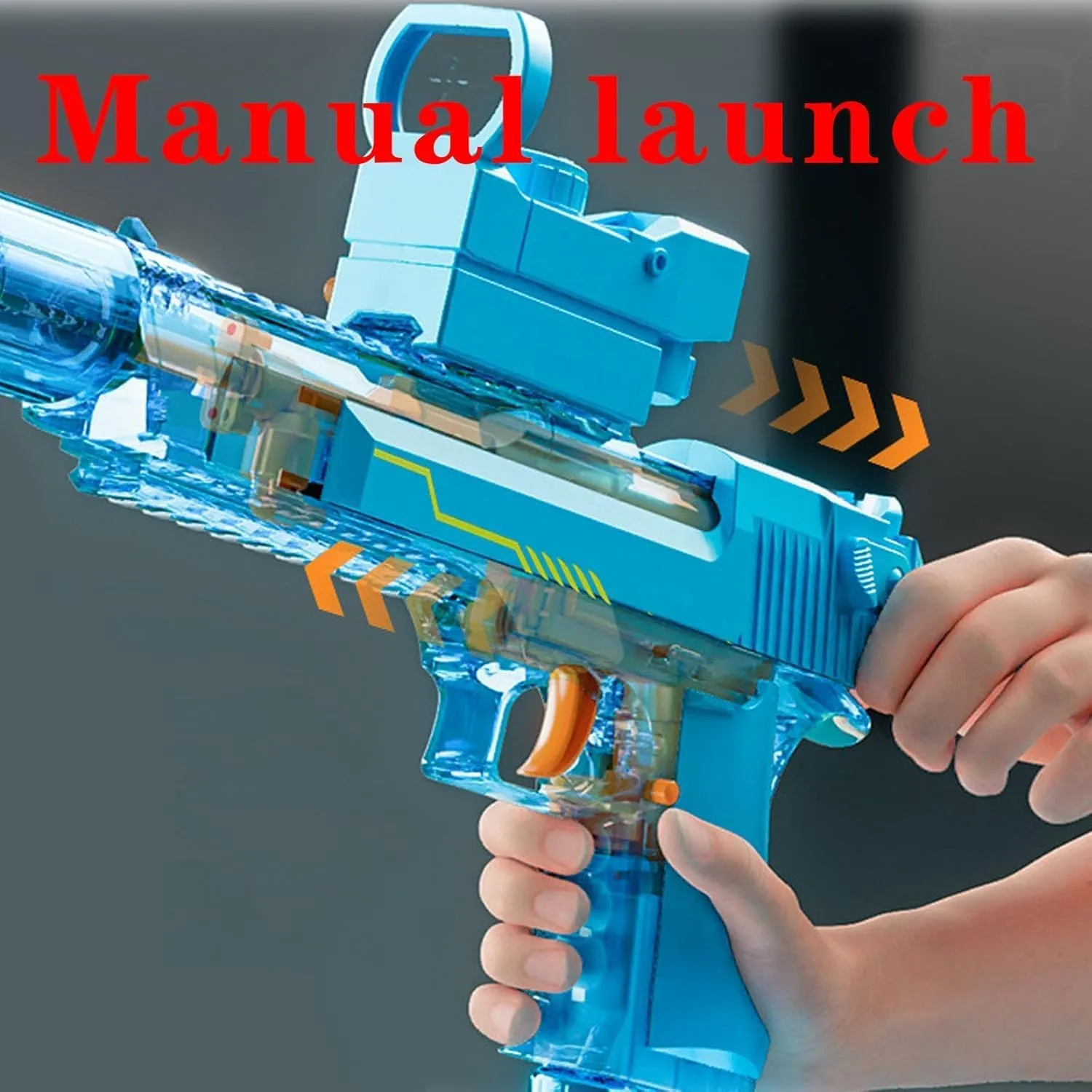 Splasher X Water Gun, Electric Water Blaster, 5-10 Meters Distance Automatic Water Guns with Flash (Blue)