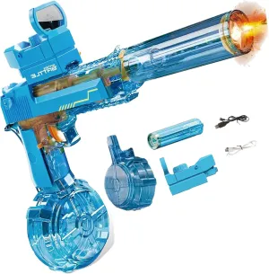 Splasher X Water Gun, Electric Water Blaster, 5-10 Meters Distance Automatic Water Guns with Flash (Blue)