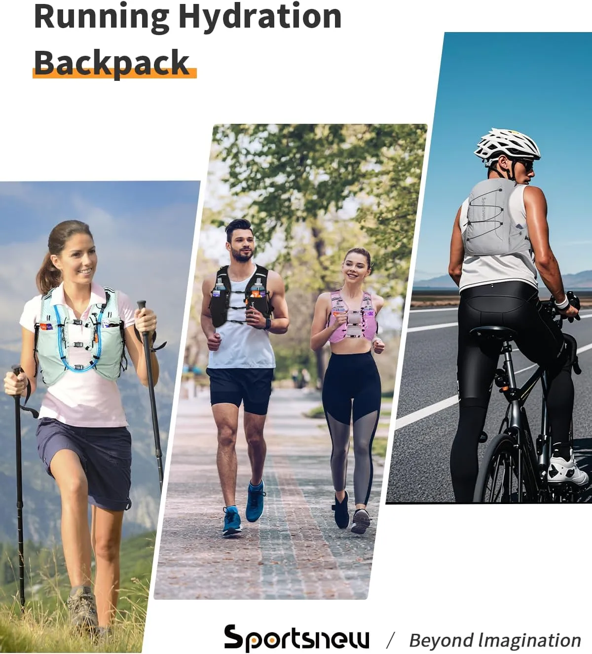 sportsnew Running Vest for Women Men, Lightweight 10L Hydration Backpack with Waterproof Phone Pocket, Breathable Pack for Hiking Trail Running Cycling Marathon