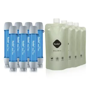 Squeeze Water Filtration System for Hiking, Camping, Travel, and Emergency Preparedness (7 Water Filter Straw, 4 Squeezable Water Pouch)