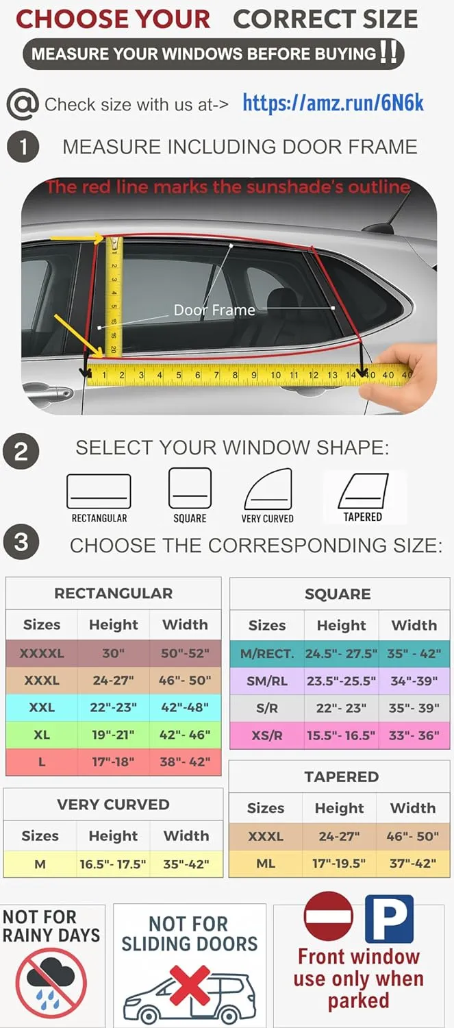 S/R Car Window Shades for Baby (12 Sizes) - Stretchy Breathable Mesh Fits Like a Sock, Full Side Window Covers for Sun, Heat & Bug Protection, 2-Pack by Qualizzi
