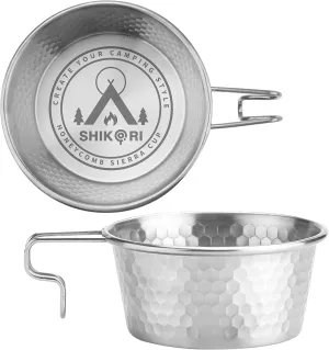 Stainless Steel Camping Sierra Cup, Stackable Portable 450ML 2 Pcs Set Sierra Bowl Cup for Camping and Hiking (Silver)