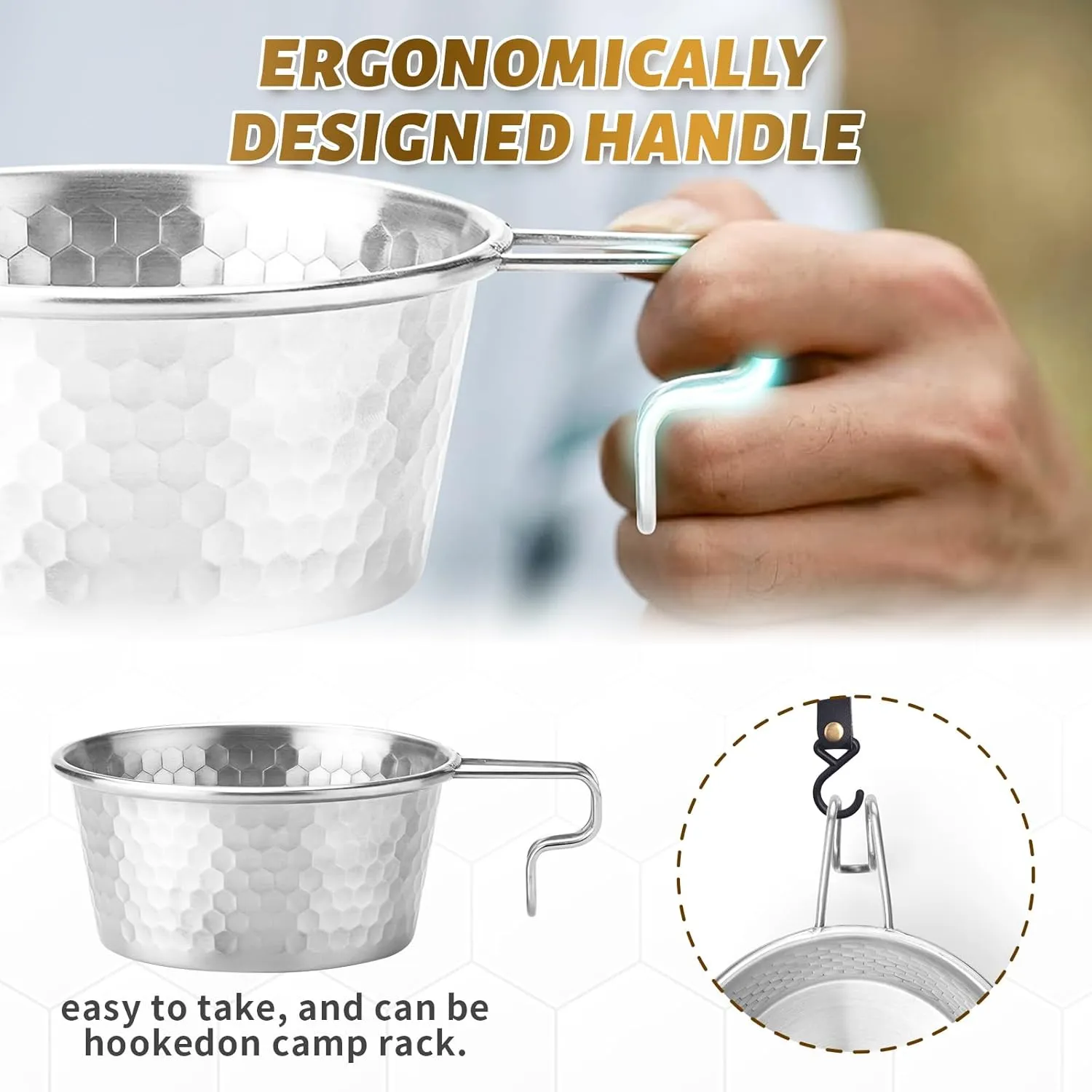 Stainless Steel Camping Sierra Cup, Stackable Portable 450ML 2 Pcs Set Sierra Bowl Cup for Camping and Hiking (Silver)