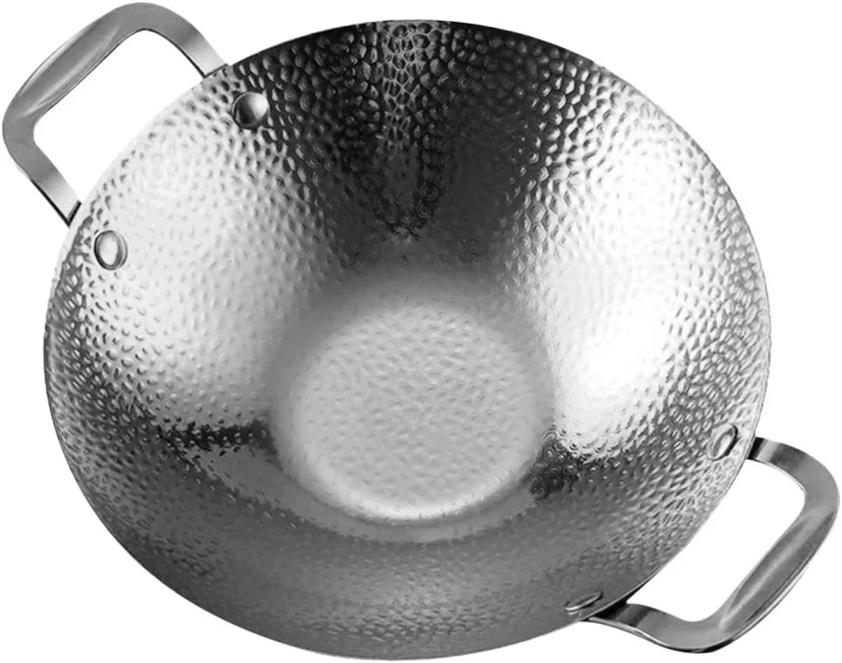 Stainless Steel Cooking Pot with Double Handle Hammered Design for Home and Restaurant Use Non-stick for Easy Cleaning Energy Saving and Rapid Heating Kitchen Pot