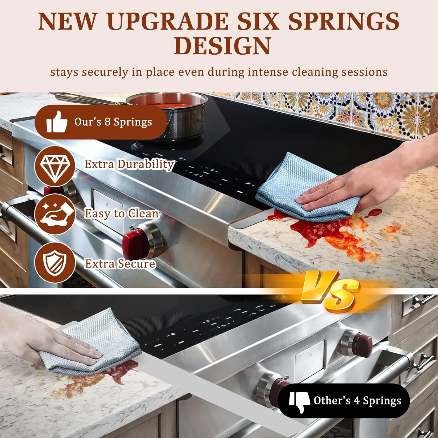 Stainless Steel Stove & Counter Top Gap Covers Adjustable Length 13.8"-27.6”Oven Side Filler Kit Between, Heat Resistant Slide-in Range Trim Guard for Seamless Kitchen Accessories (Silver)