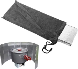 Stove Windscreen, 16 Plates Windshield for Outdoor Cooking, Folding Aluminium Alloy Windshield Barbecue Stove Windscreen for Outdoor Grill