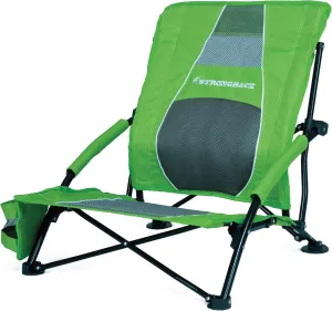 STRONGBACK Low Gravity Beach Chair with Built-in Lumbar Back Support - Heavy Duty Portable Folding Beach Chair for Adults - Lime Green