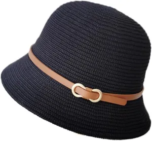 Summer Cloche Sun Hat for Women Packable Vintage Bucket Sun Hats Breathable Bowler Hat