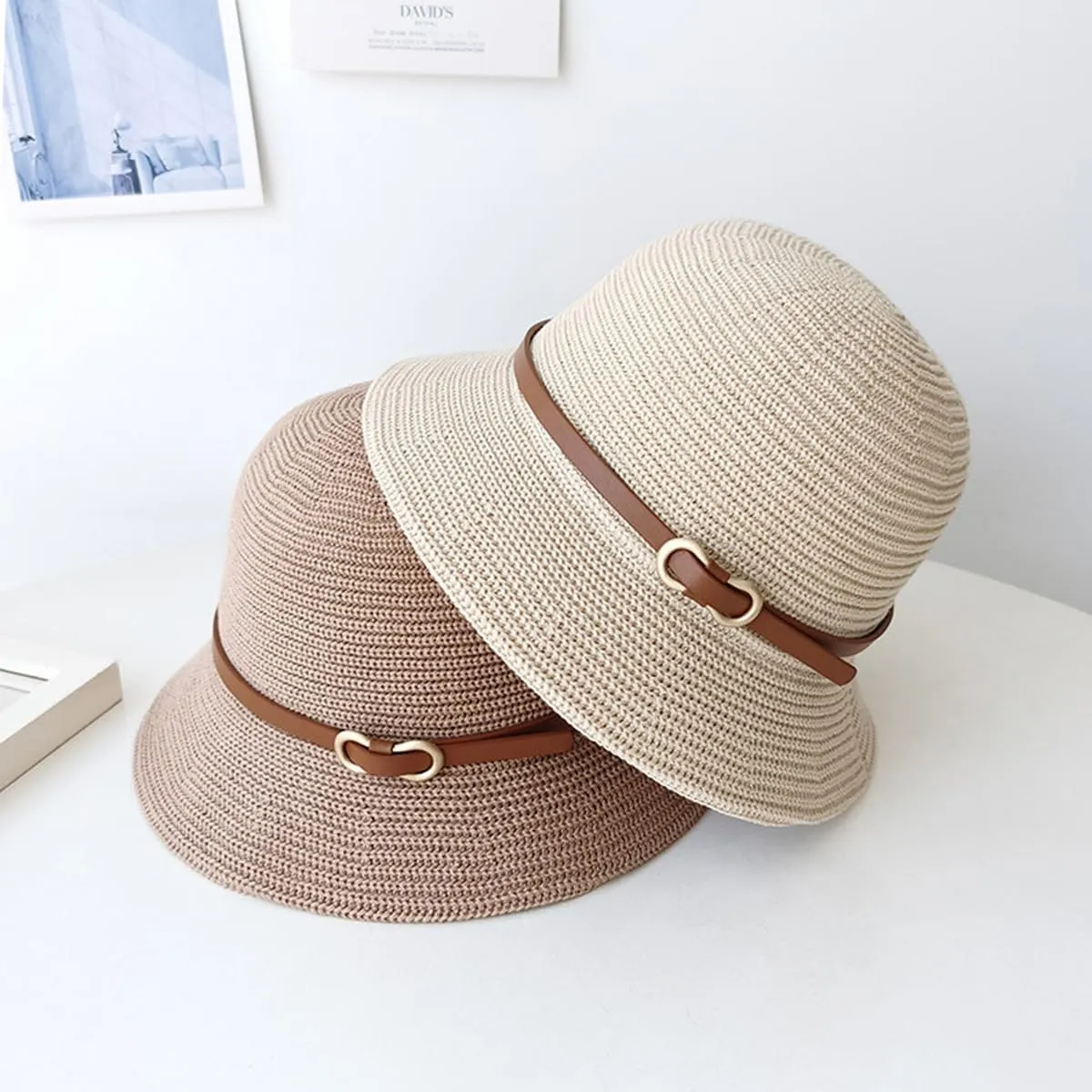 Summer Cloche Sun Hat for Women Packable Vintage Bucket Sun Hats Breathable Bowler Hat