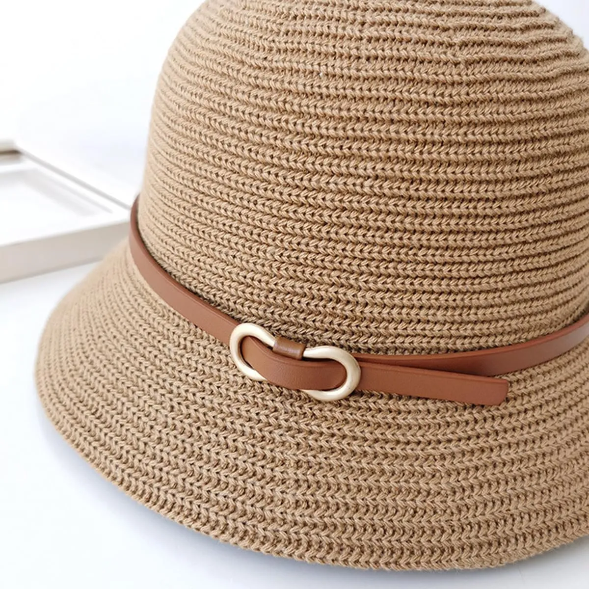 Summer Cloche Sun Hat for Women Packable Vintage Bucket Sun Hats Breathable Bowler Hat