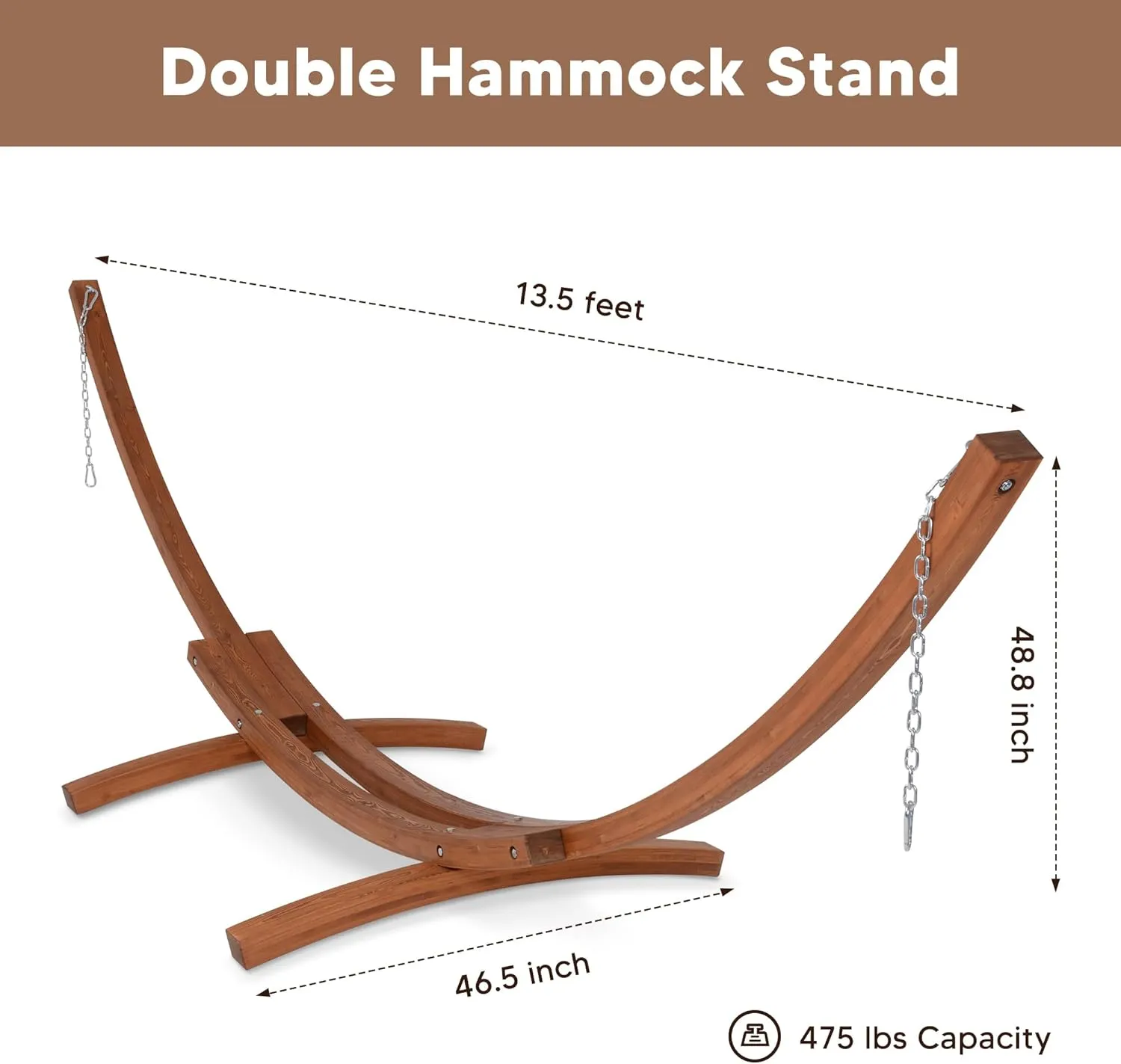 SUNCREAT Hammocks 2 Person Hammock with Stand, Portable Patio Hammock with 13.5 ft Wooden Stand, Blue Stripes