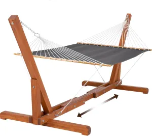 SUNCREAT Hammocks for Outside with Stand, Balance Ropes, Two Person Hammock for Poolside, Backyard, Garden, Patio, Dark Gray
