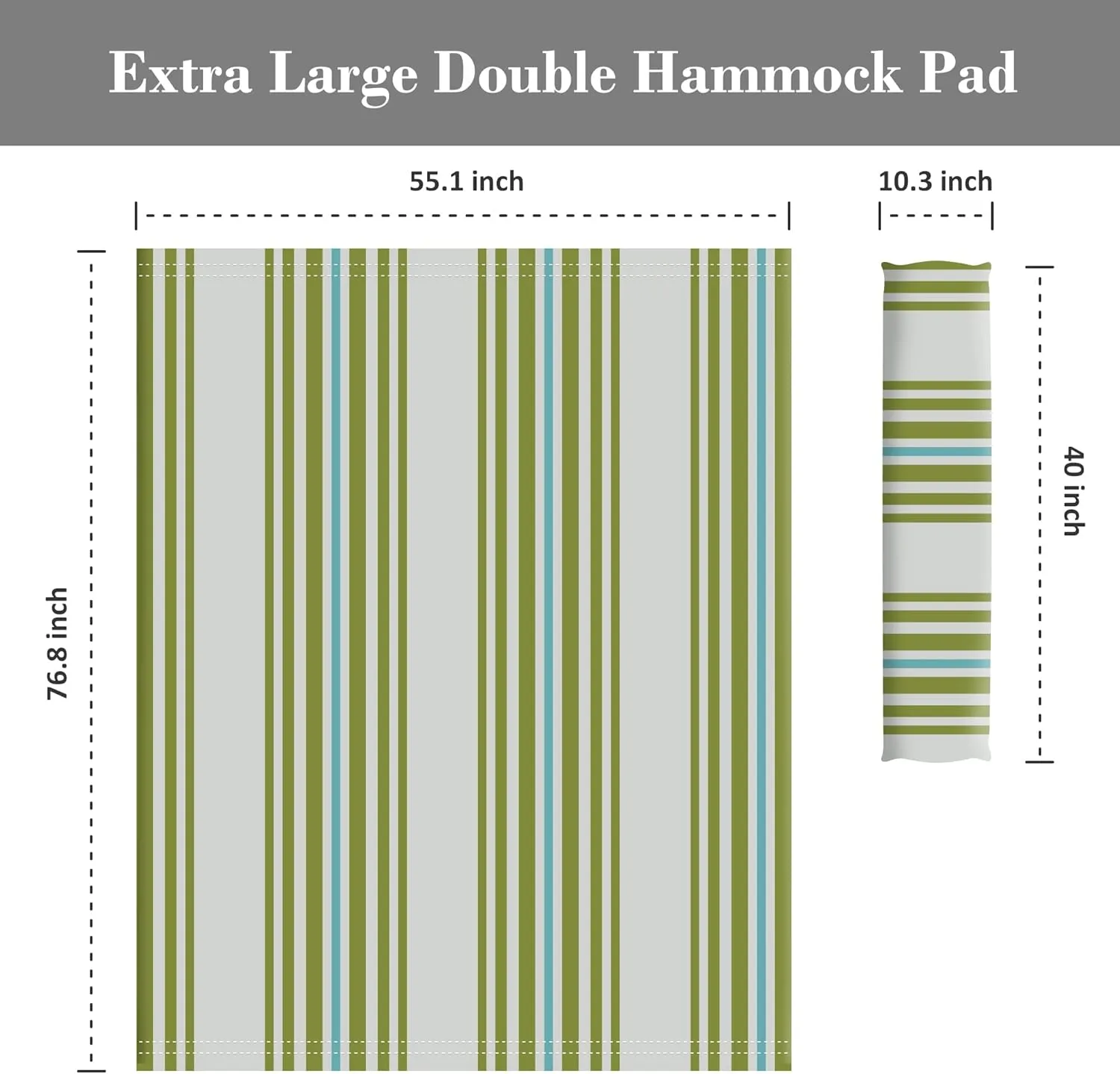 SUNCREAT Outdoor Portable Hammock Pad, 2 Person Polyester Hammock Pad, Green