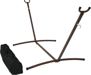 Sunnydaze Brazilian Portable Steel Hammock Stand for Outside with Carrying Case - 400-Pound Capacity Hammock Frame - Bronze Finish