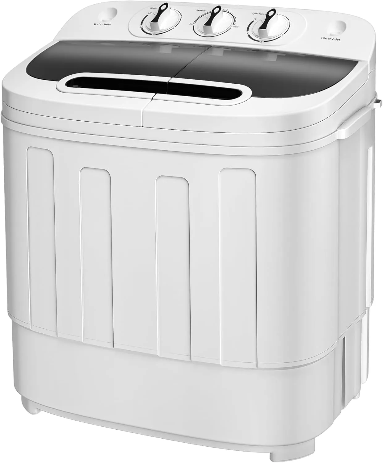 SUPER DEAL Compact Mini Twin Tub Washing Machine 13lbs Capacity Portable Washer Wash and Spin Cycle Combo, Built-in Gravity Drain for Camping, Apartments, Dorms, College, RV’s and Small Spaces