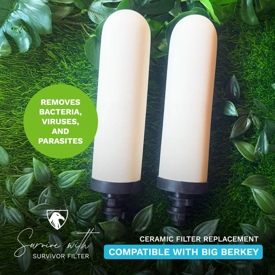 Survivor Filter Ultra Gravity Water Filter Replacement Pack - 1 Ceramic Filter Replacement - Compatible with Big Berkey - Removes Bacteria, Viruses, and Parasites