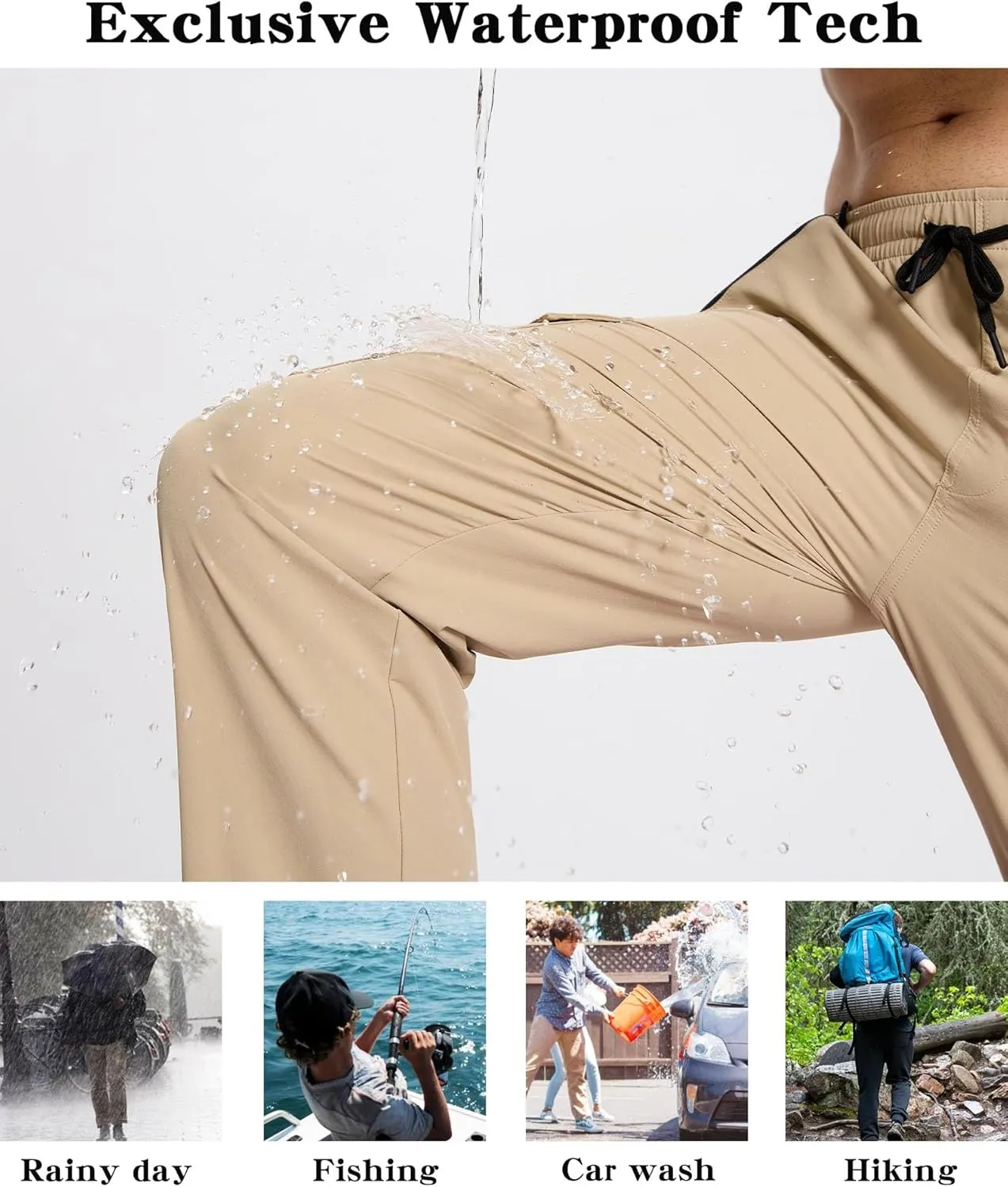 Susclude Waterproof Hiking Pants Men Lightweight Quick Dry Men's Hiking Pants