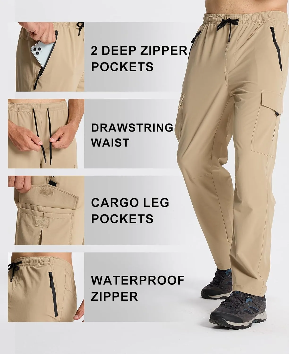 Susclude Waterproof Hiking Pants Men Lightweight Quick Dry Men's Hiking Pants
