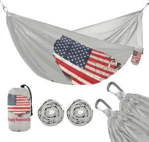 susiyo Portable Camping Hammock American Flag Printed Lightweight Hammock Comfortable Travel Swing with Tree Straps for Camping Hiking Backpacking Travel or Beach - Up to 330lbs
