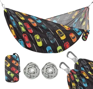 susiyo Portable Camping Hammock Colorful Cars Printed Lightweight Hammock Comfortable Travel Swing with Tree Straps for Camping Hiking Backpacking Travel or Beach - Up to 330lbs