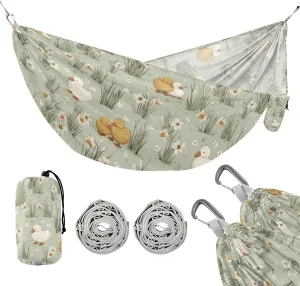 susiyo Portable Camping Hammock Cute Ducks Geese Printed Lightweight Hammock Comfortable Travel Swing with Tree Straps for Camping Hiking Backpacking Travel or Beach - Up to 330lbs