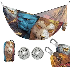 susiyo Portable Camping Hammock Fierce Animals Printed Lightweight Hammock Comfortable Travel Swing with Tree Straps for Camping Hiking Backpacking Travel or Beach - Up to 330lbs