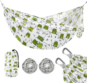 susiyo Portable Camping Hammock Funny Frogs Printed Lightweight Hammock Comfortable Travel Swing with Tree Straps for Camping Hiking Backpacking Travel or Beach - Up to 330lbs
