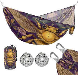 susiyo Portable Camping Hammock Honey Bee Flowers Printed Lightweight Hammock Comfortable Travel Swing with Tree Straps for Camping Hiking Backpacking Travel or Beach - Up to 330lbs