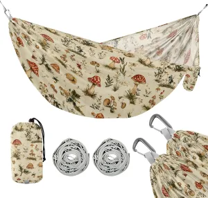 susiyo Portable Camping Hammock Mushrooms Butterflies Printed Lightweight Hammock Comfortable Travel Swing with Tree Straps for Camping Hiking Backpacking Travel or Beach - Up to 330lbs