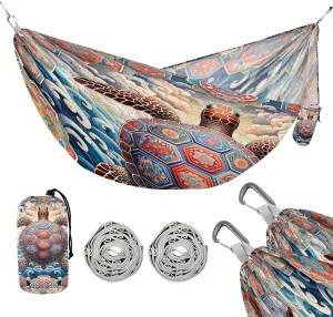 susiyo Portable Camping Hammock Sea Turtles Vintage Printed Lightweight Hammock Comfortable Travel Swing with Tree Straps for Camping Hiking Backpacking Travel or Beach - Up to 330lbs