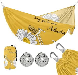 susiyo Portable Camping Hammock Summer Sunflower Daisy Bicycle Design Printed Lightweight Hammock Comfortable Travel Swing with Tree Straps for Camping Hiking Backpacking Travel or Beach - Up to 330lb