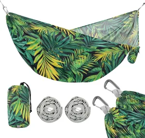 susiyo Portable Camping Hammock Vibrant Tropical Leave Printed Lightweight Hammock Comfortable Travel Swing with Tree Straps for Camping Hiking Backpacking Travel or Beach - Up to 330lbs