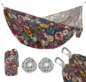 susiyo Portable Camping Hammock Vintage Flowers Printed Lightweight Hammock Comfortable Travel Swing with Tree Straps for Camping Hiking Backpacking Travel or Beach - Up to 330lbs
