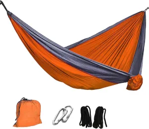 Suyi Double Camping Hammock Swing Set with Tree Straps and Carry Bag,Lightweight Portable Folding Nylon Parachute Hammocks for Travel Garden Outdoor Camp Hiking Backpacking