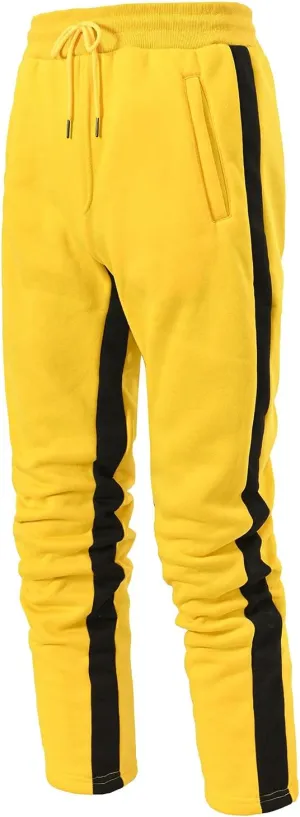 Sweatpants for Men Contrasting Color Straight Leg Lace Up Track Pants Loose Fit Casual Sport Fitness Trousers