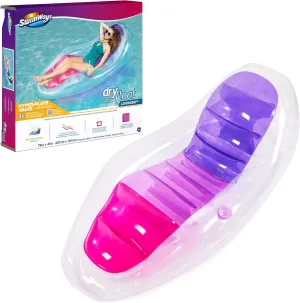 Swimways Dry Float Lounger Pool Float, Translucent Inflatable Recliner Chair for Adults with Fast Inflation, Foot Rest & Cup Holder
