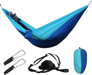 Swing Set Camping Hammock, Nylon Hammock, Portable Lightweight Parachute Hammock With Tree Straps for Backpacking Camping Travel Beach Garden Outdoor Camping Gear Swing Seat ( Color : Blue blue )